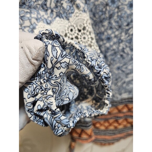 Est. 1946 Womens Large Blue Blouse Floral Geometric Peasant Flowy Artsy Colorful - Picture 4 of 14